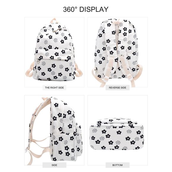 2565 Backpack Daypack Rucksack Corduroy Large Floral Everyday Cute Travel main image 9